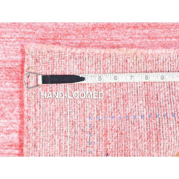 Shahbanu Rugs Soft Pink, Modern Grass Design Gabbeh, Handmade Wool and Silk Hand Loomed, XL